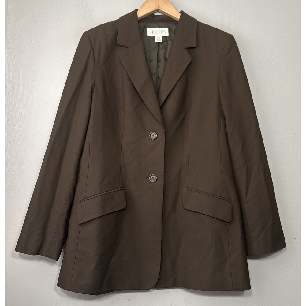 Annex Blazer Womens Size 12 Dark Olive Green Jacket Office Career 90s Business